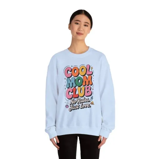 Cool Mom Club Sweatshirt, Gift for Moms, Mother's Day, No Rules Just Love, Retro Colorful Unisex Heavy Blend Crewneck - Image 14