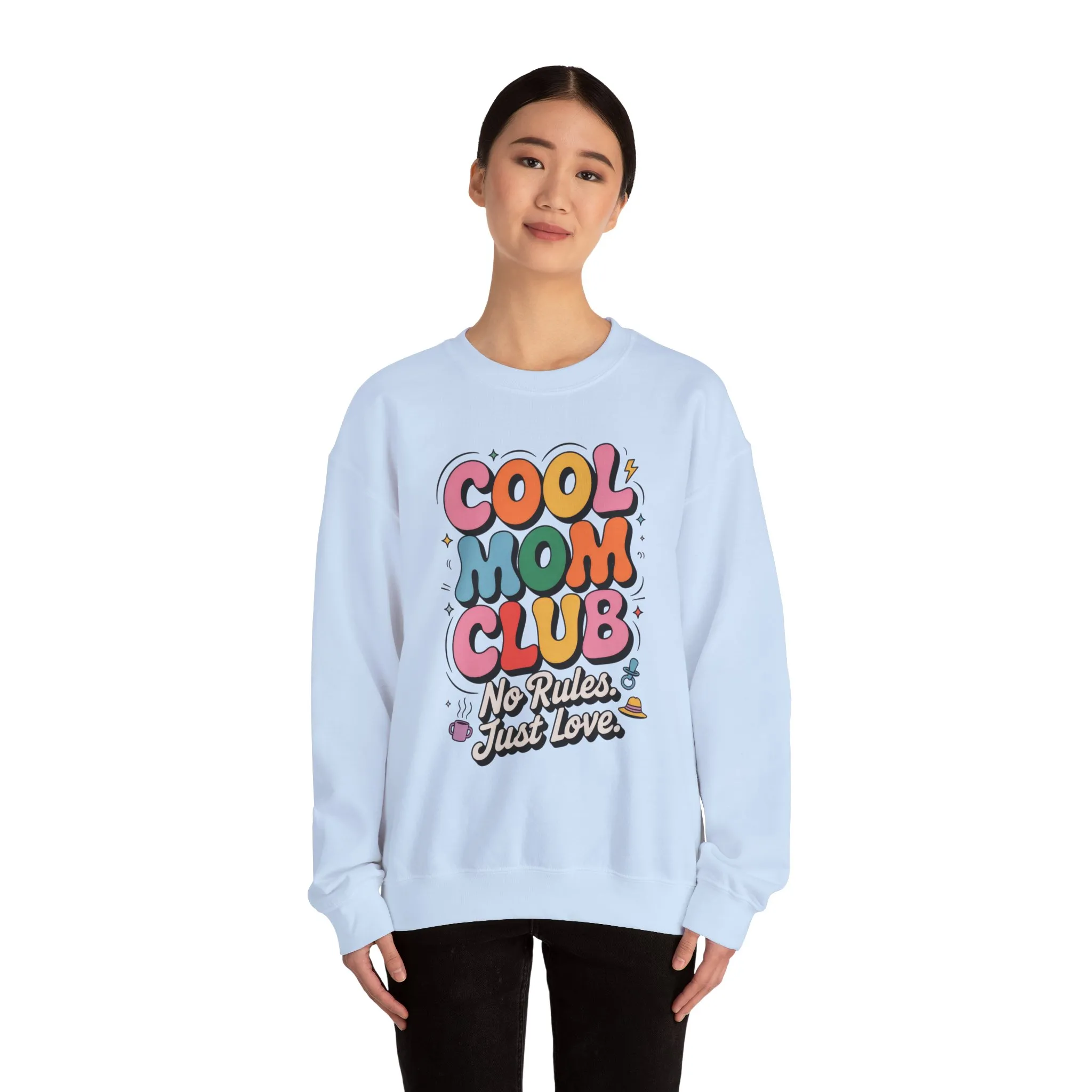 Cool Mom Club Sweatshirt, Gift for Moms, Mother's Day, No Rules Just Love, Retro Colorful Unisex Heavy Blend Crewneck - Image 14