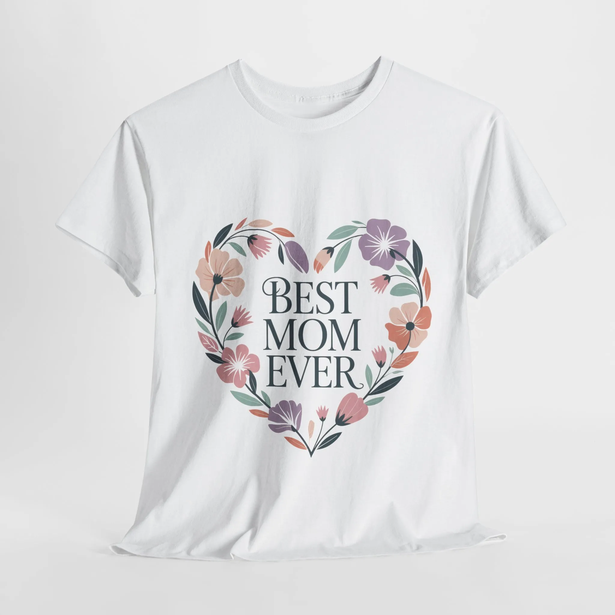 Floral Best Mom Ever Tee, Mother's Day Gift, Mom Appreciation Gift, Floral Heart Cotton Tee