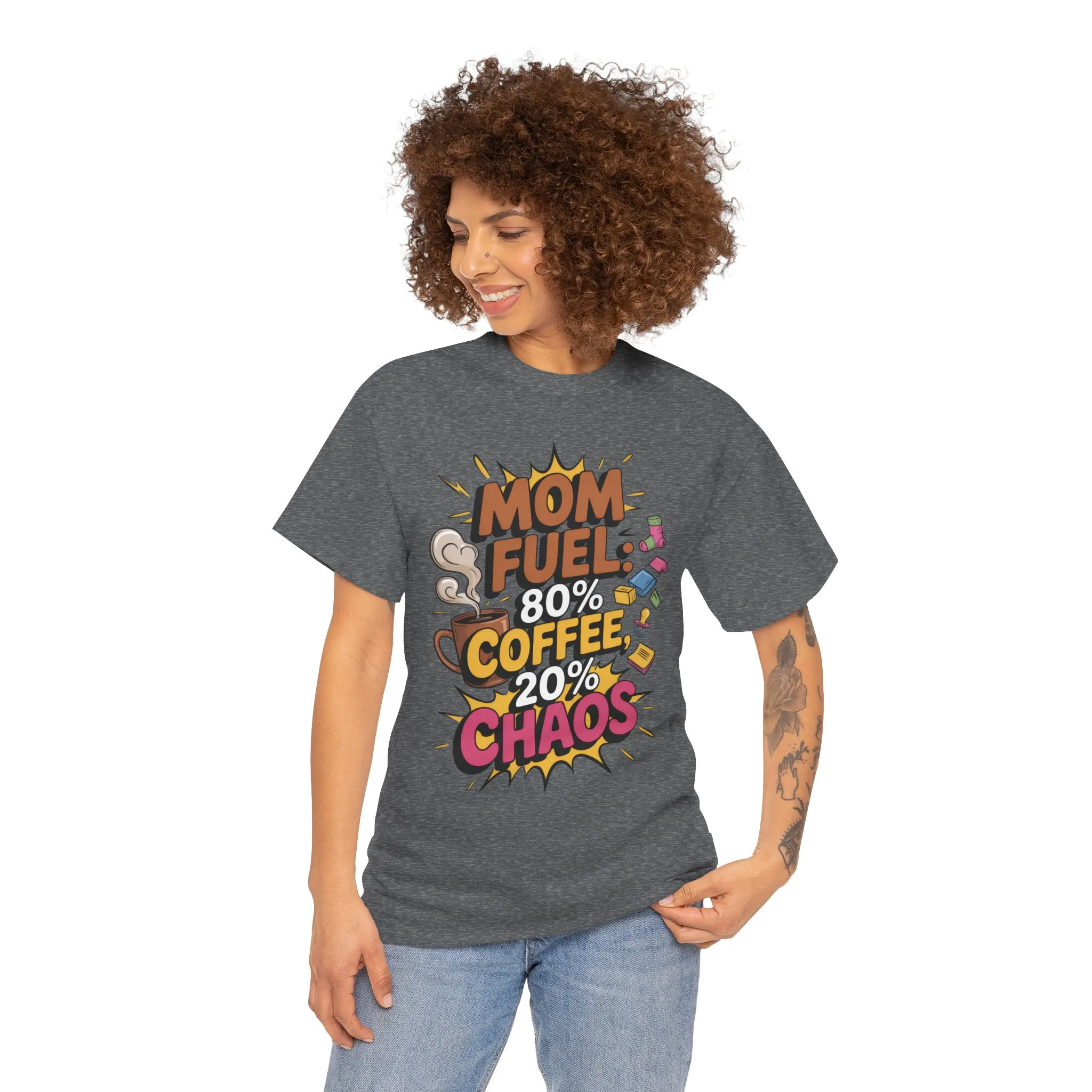 Funny Mom Fuel Coffee Tee, Gifts for Moms, Mother's Day Gift, Coffee Lover Shirt, T-Shirt for Coffee Loving Moms, Tired Mom Life Tee - Image 9