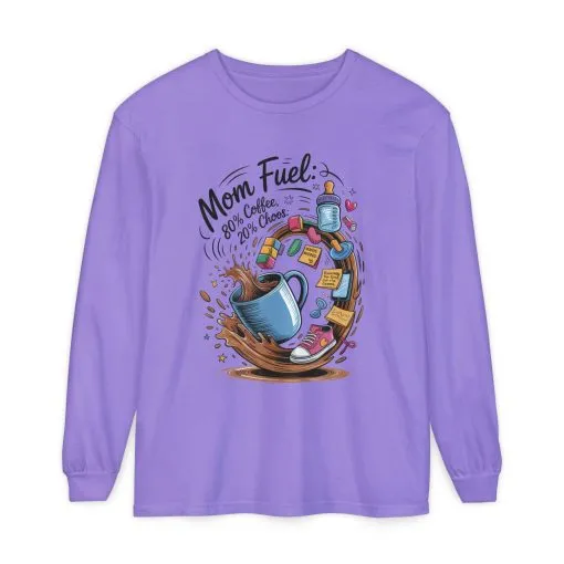 Mom Fuel Long Sleeve T-Shirt, Coffee Lovers Gift, Mother's Day Apparel, Cute Mom Shirt, Coffee Lover Mom Life Top, Coffee Lover's Tee - Image 13