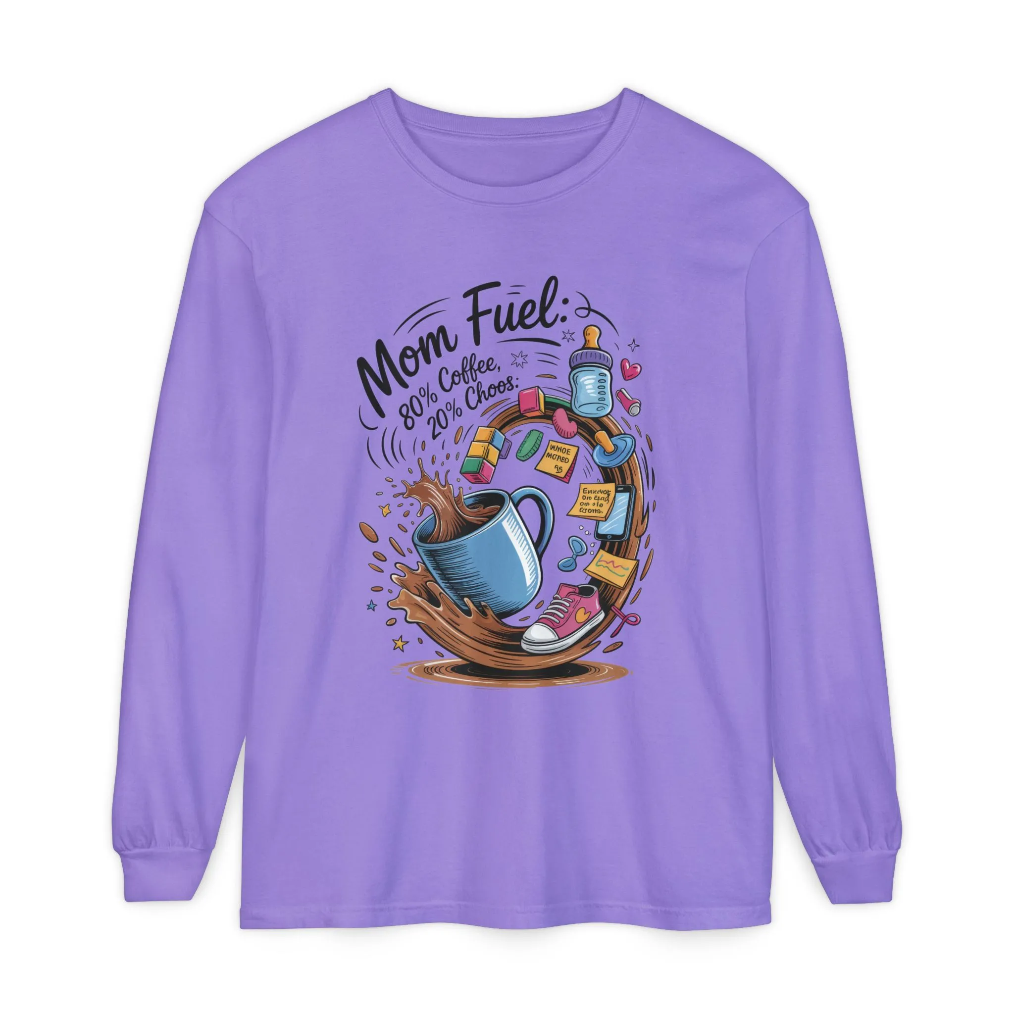 Mom Fuel Long Sleeve T-Shirt, Coffee Lovers Gift, Mother's Day Apparel, Cute Mom Shirt, Coffee Lover Mom Life Top, Coffee Lover's Tee - Image 13