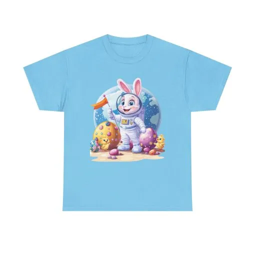 Space Bunny Unisex Heavy Cotton Tee - Cute Astronaut Design for Easter and Fun Occasions - Image 10