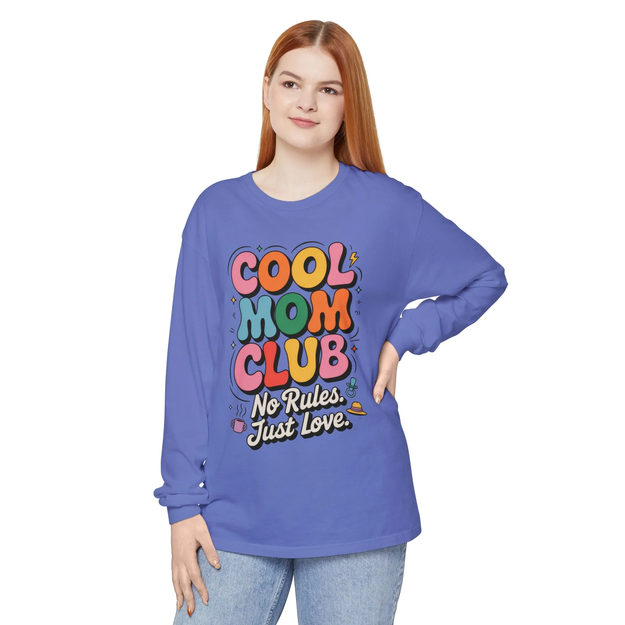 Cool Mom Club Long Sleeve T-Shirt, Funny Mom Tee, Gift for Moms, Mother's Day Gift, No Rules Just Love Quote Tee - Image 8
