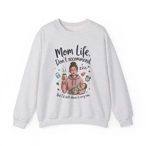 Mom Life Crewneck Sweatshirt, New Mom Gift, Cozy Everyday Wear, Funny Parent Apparel, Tired Mama Humor Tee - Image 5
