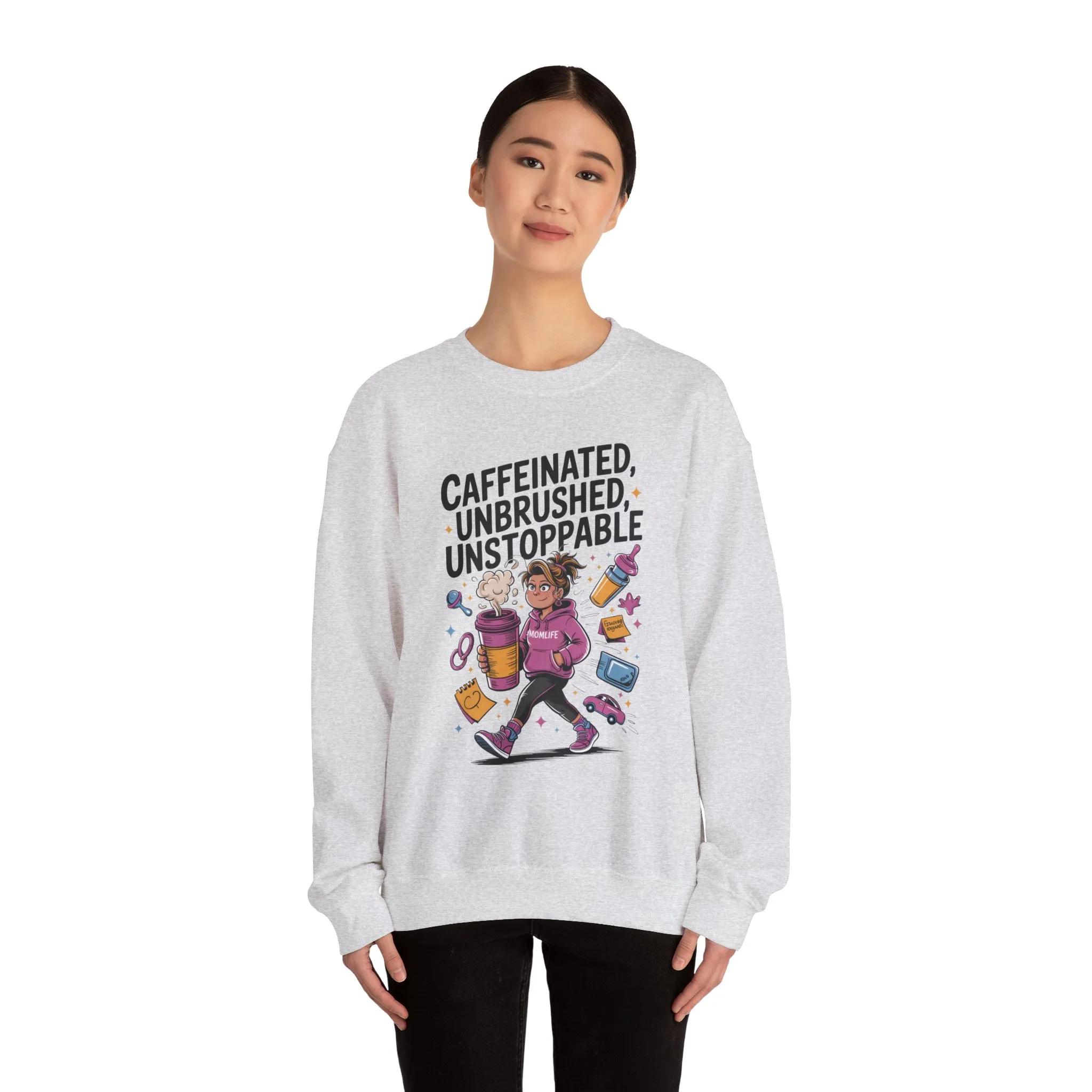 Caffeinated Mom Sweatshirt, Funny Mom Life Quote, Mother's Day Gift,New Mother Tired Mother Gift, Coffee Lover Gift, Coffee Addict Mom - Image 8