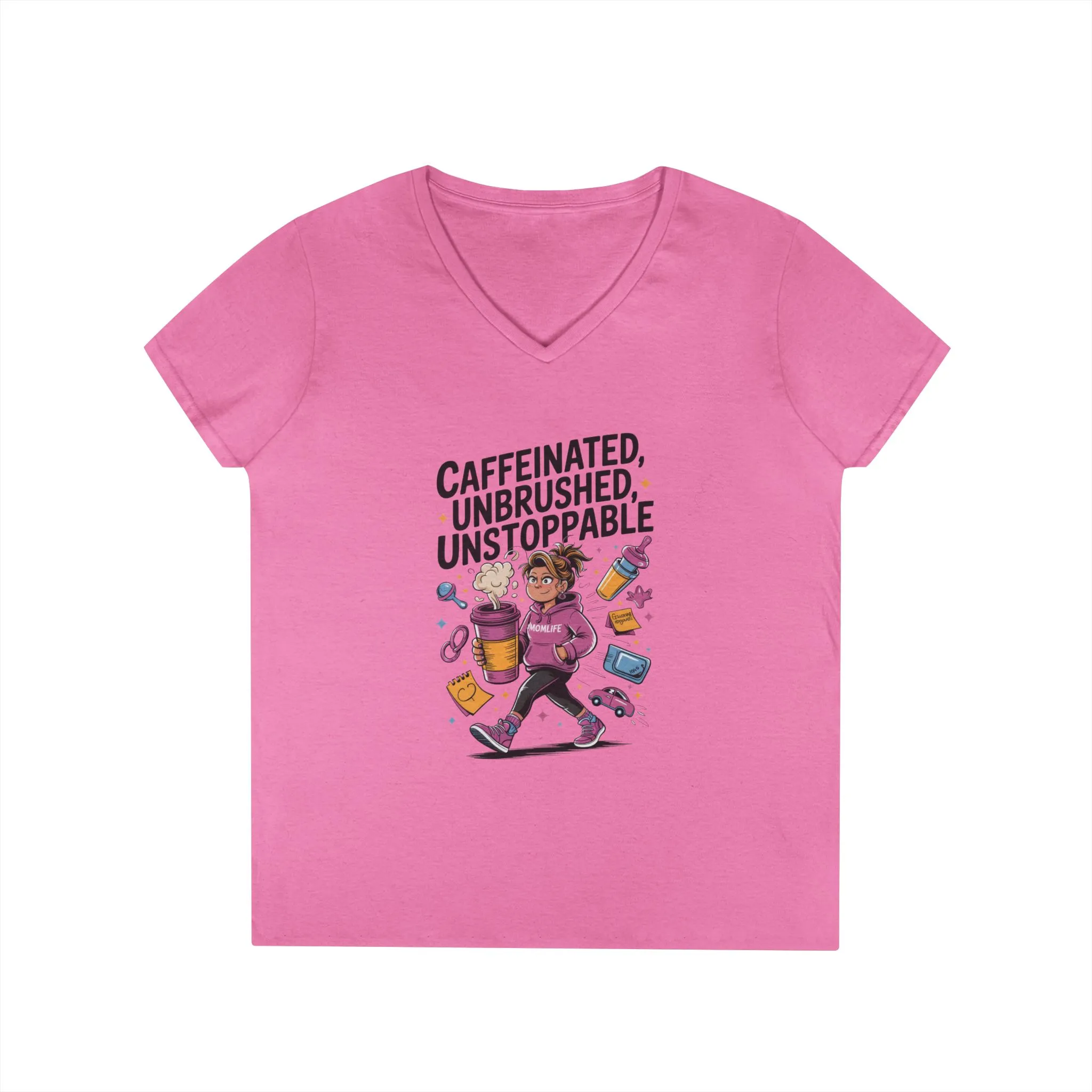 Caffeinated V-Neck Tee, Coffee Lover Shirt, Gift for Moms, Motivation T-Shirt, Mother's Day Gift for Tired Moms, Mother's Day Gift - Image 11