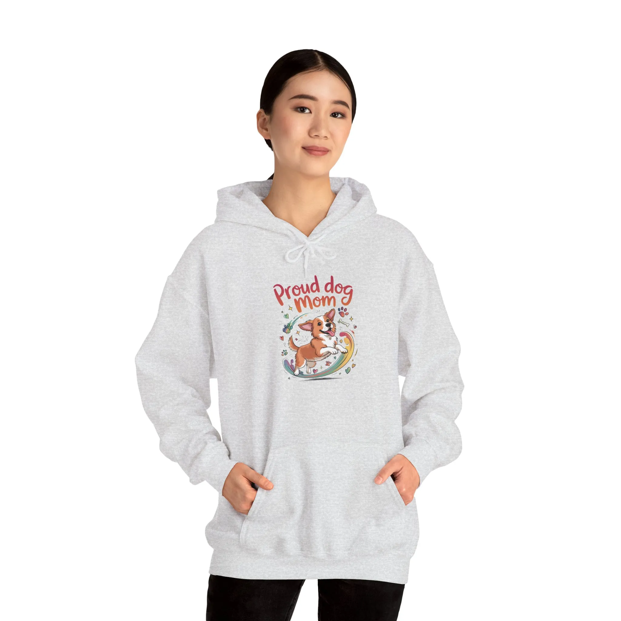 Proud Dog Mom Hoodie, Gift for Dog Owners, Dog Lover Apparel, Mother's Day Gift, Hooded Sweatshirt, Corgi Rainbow Print - Image 12