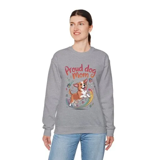 Proud Dog Mom Crewneck Sweatshirt, Pet Lover Gift, Dog Mom Apparel, Animal Lover Clothing, Gift for Dog Moms, Puppy Paw Rainbow Print - Image 16
