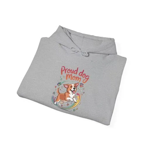 Proud Dog Mom Hoodie, Gift for Dog Owners, Dog Lover Apparel, Mother's Day Gift, Unisex Hooded Sweatshirt, Corgi Rainbow Print - Image 14