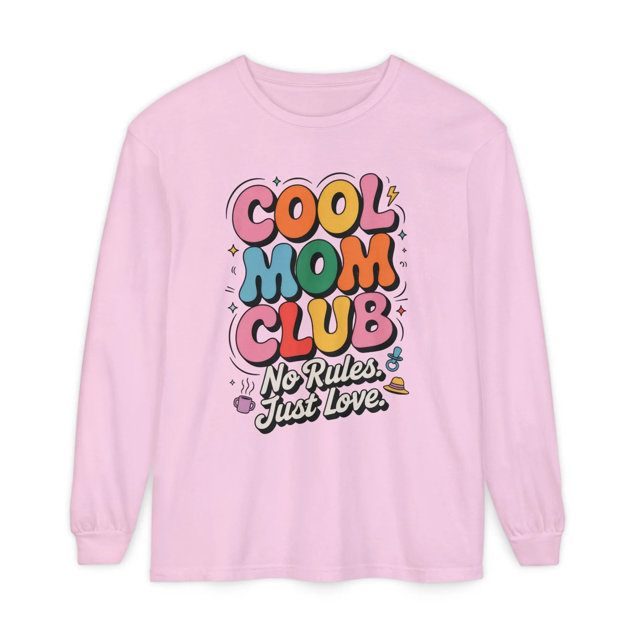 Cool Mom Club Long Sleeve T-Shirt, Funny Mom Tee, Gift for Moms, Mother's Day Gift, No Rules Just Love Quote Tee - Image 17