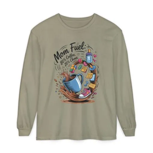 Mom Fuel Long Sleeve T-Shirt, Coffee Lovers Gift, Mother's Day Apparel, Cute Mom Shirt, Coffee Lover Mom Life Top, Coffee Lover's Tee - Image 25