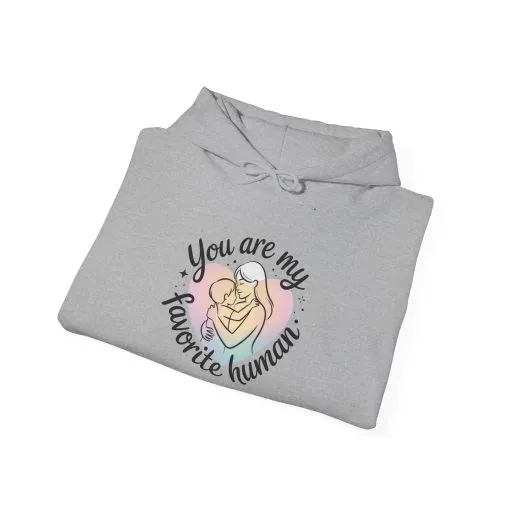 You Are My Favorite Human Hoodie, Cute Mom and Baby Pastel Design, Mothers Day Hooded Sweatshirt Gift - Image 14