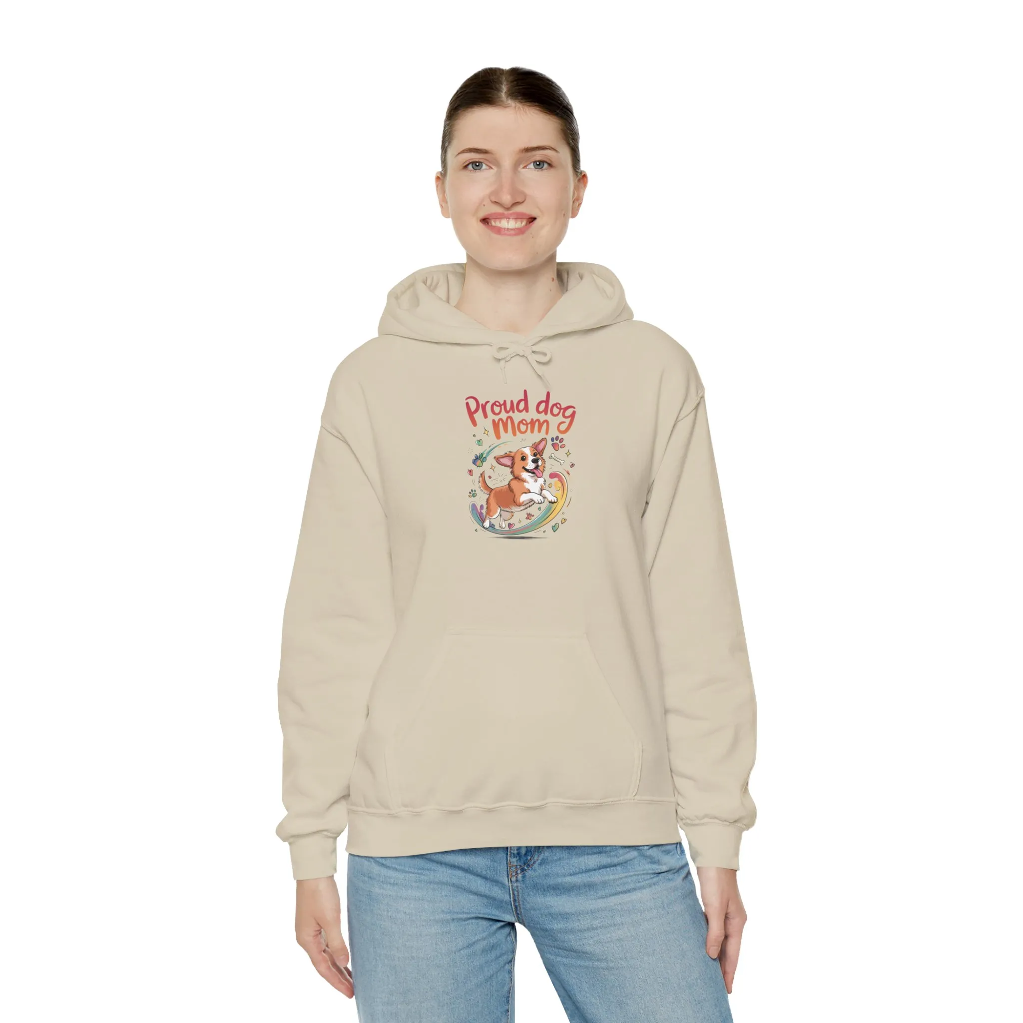 Proud Dog Mom Hoodie, Gift for Dog Owners, Dog Lover Apparel, Mother's Day Gift, Hooded Sweatshirt, Corgi Rainbow Print - Image 31