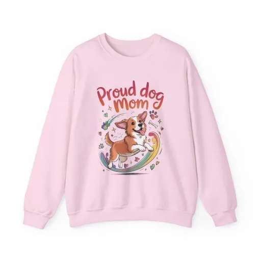 Proud Dog Mom Crewneck Sweatshirt, Pet Lover Gift, Dog Mom Apparel, Animal Lover Clothing, Gift for Dog Moms, Puppy Paw Rainbow Print - Image 25