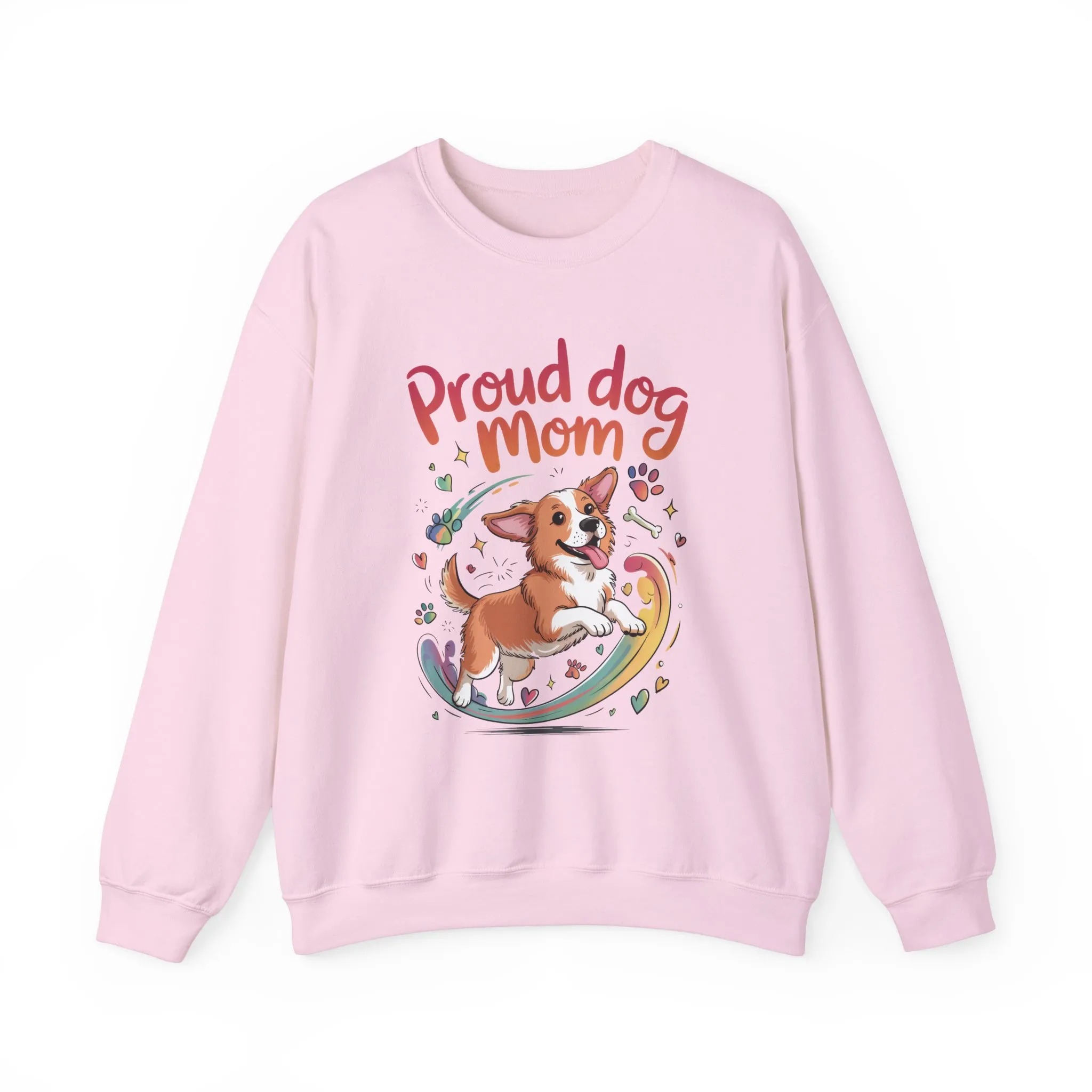 Proud Dog Mom Crewneck Sweatshirt, Pet Lover Gift, Dog Mom Apparel, Animal Lover Clothing, Gift for Dog Moms, Puppy Paw Rainbow Print - Image 25