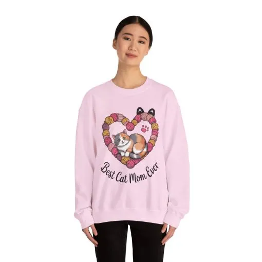 Best Cat Mom Ever Sweatshirt, Cozy Cat Lover Gift, Mother's Day Apparel, Pet Owner Sweatshirt, Cute Gift for Cat Moms, Yarn Themed - Image 23