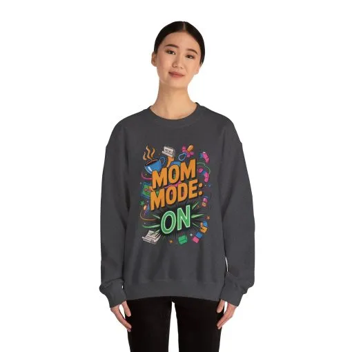 Mom Mode On Crewneck Sweatshirt, Gift for Mom, Mother's Day Humor T-Shirt, Cute Mama Life Graphic Tee, Mother's Day Gift - Image 15