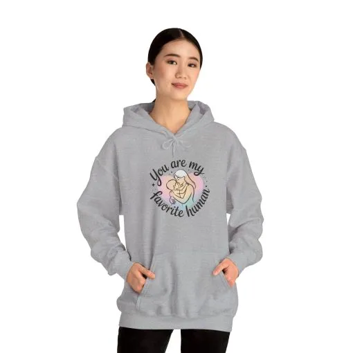 You Are My Favorite Human Hoodie, Cute Mom and Baby Pastel Design, Mothers Day Hooded Sweatshirt Gift - Image 15