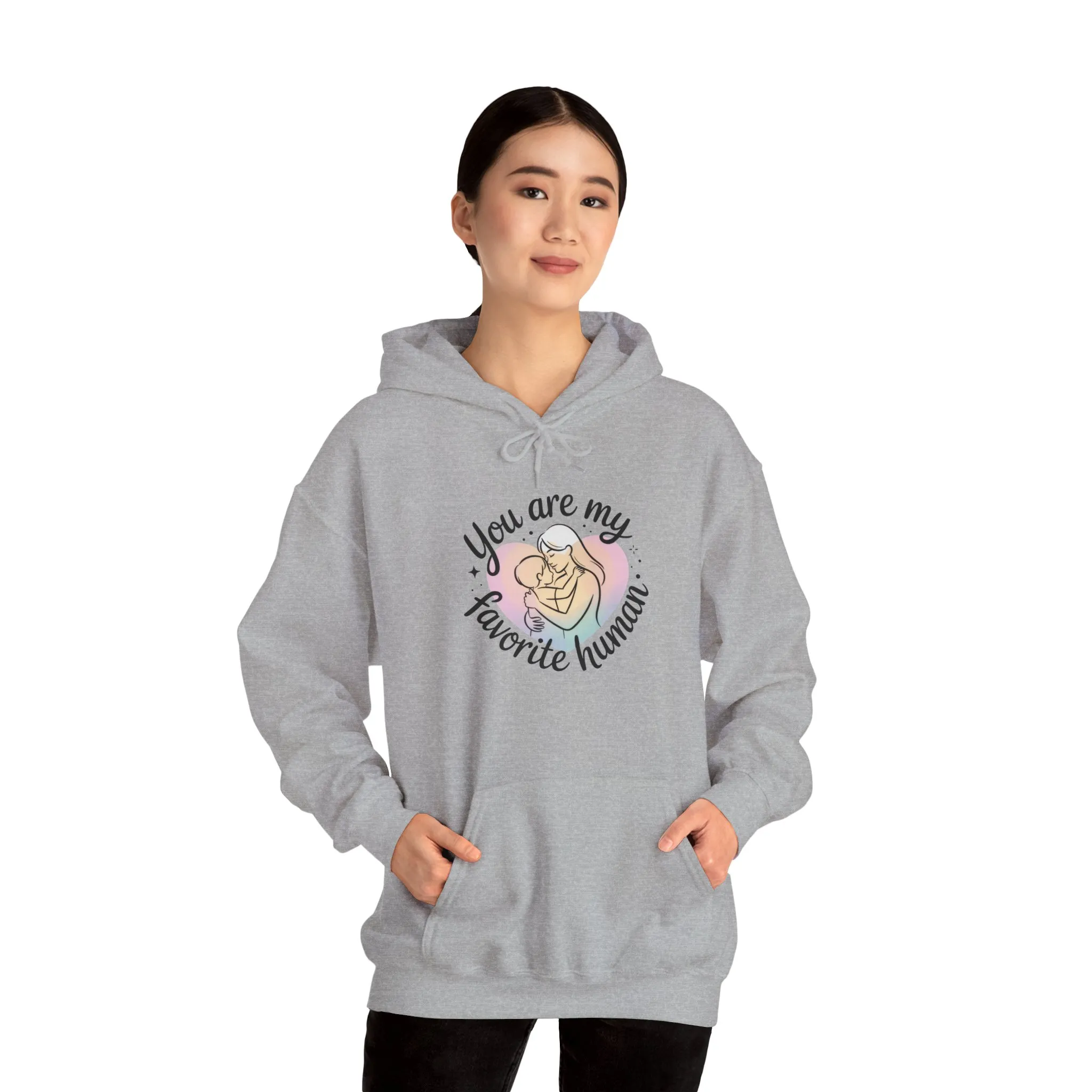 You Are My Favorite Human Hoodie, Cute Mom and Baby Pastel Design, Mothers Day Hooded Sweatshirt Gift - Image 15