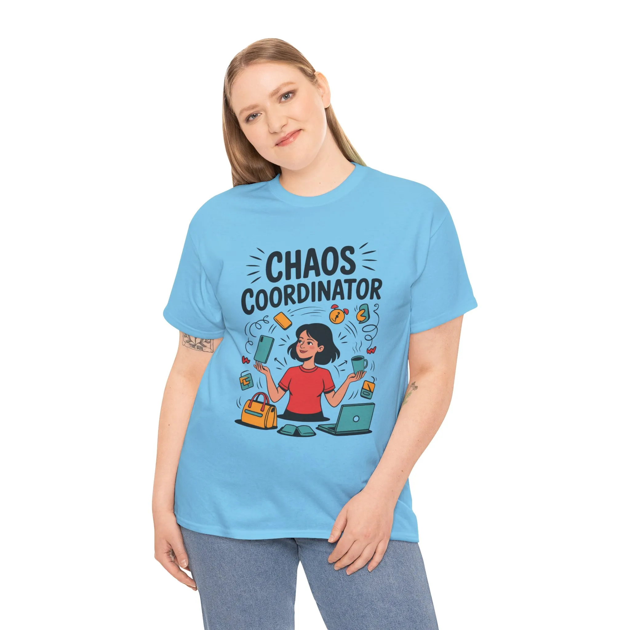 Chaos Coordinator Heavy Cotton Tee, Gift for Busy Moms, Mother's Day Gift, Funny Mom Life Shirt, Busy Life Humor T-Shirt - Image 17