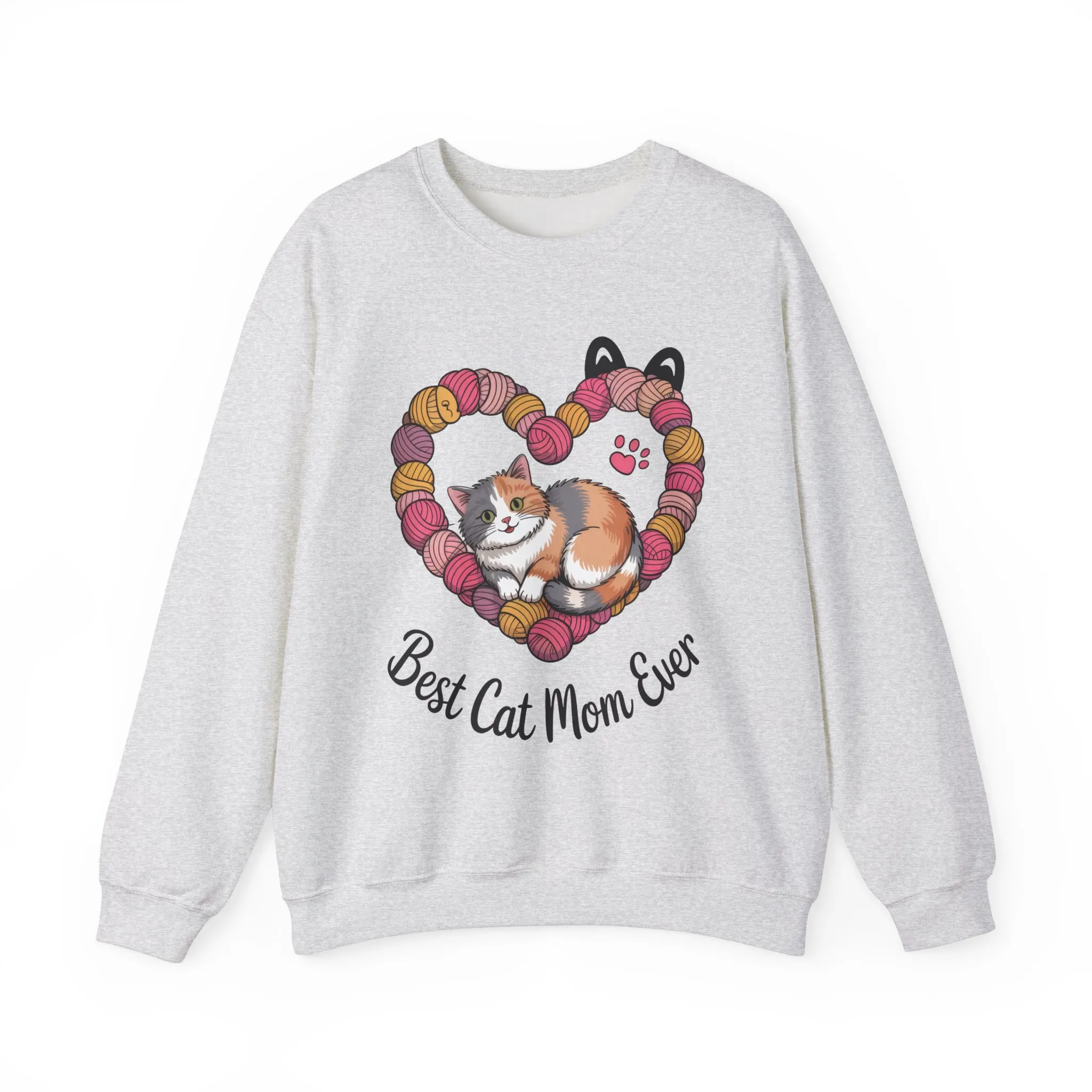 Best Cat Mom Ever Sweatshirt, Cozy Cat Lover Gift, Mother's Day Apparel, Pet Owner Sweatshirt, Cute Gift for Cat Moms, Yarn Themed - Image 4
