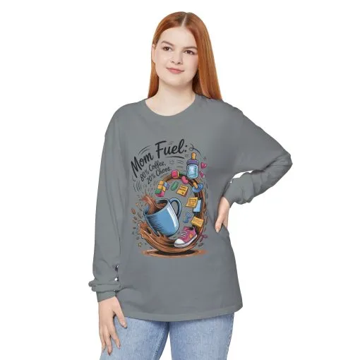 Mom Fuel Long Sleeve T-Shirt, Coffee Lovers Gift, Mother's Day Apparel, Cute Mom Shirt, Coffee Lover Mom Life Top, Coffee Lover's Tee - Image 12