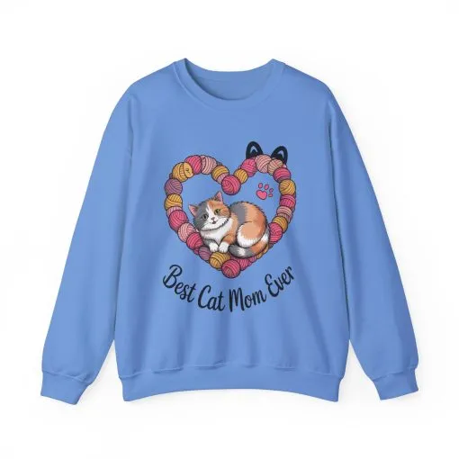 Best Cat Mom Ever Sweatshirt, Cozy Cat Lover Gift, Mother's Day Apparel, Pet Owner Sweatshirt, Cute Gift for Cat Moms, Yarn Themed - Image 16