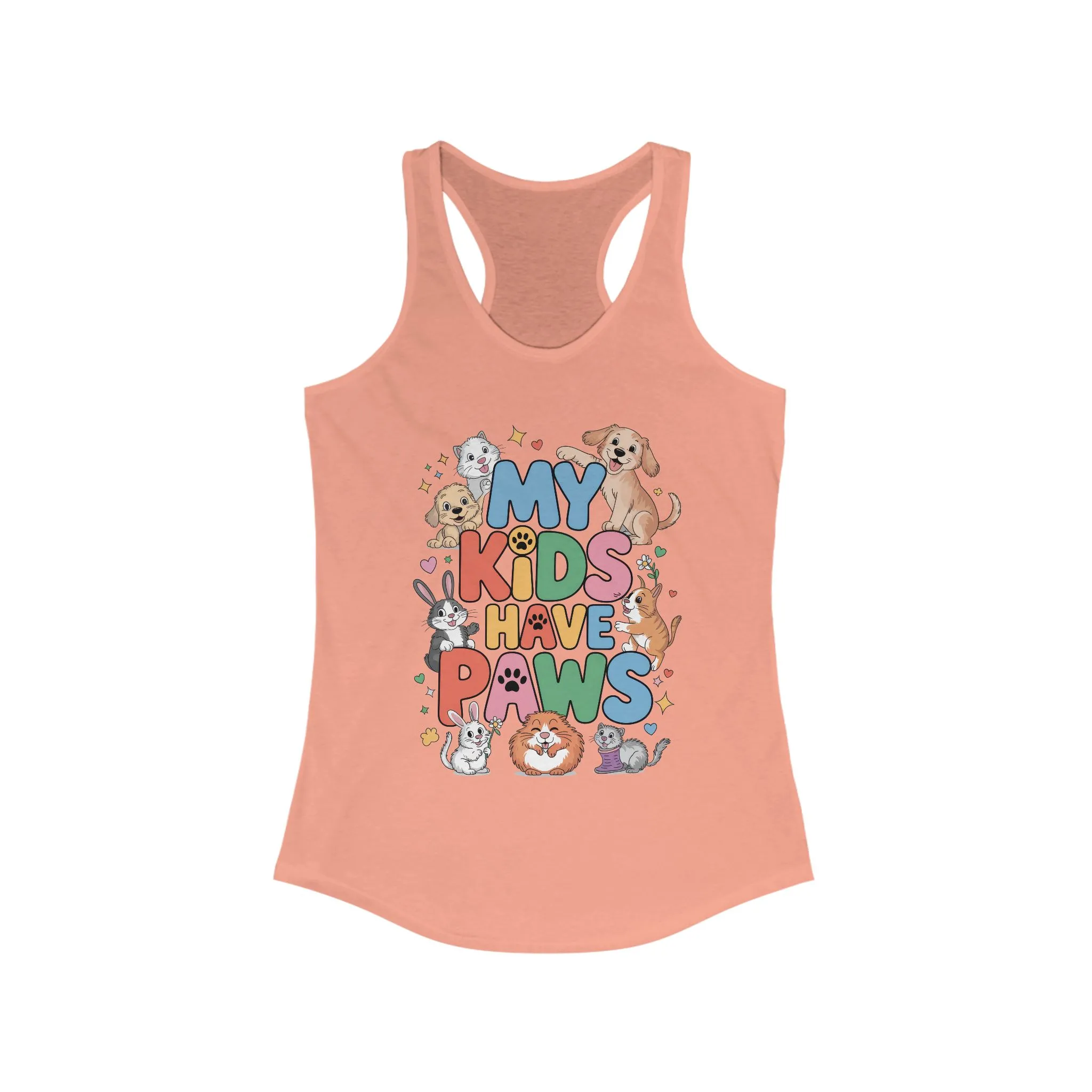 My Kids Have Paws Racerback Tank, Pet Lover Gift, Cute Animal Top, Cute Pet Mom Tee, Animal Parent Top, Dog Cat Bunny Lover Gift - Image 2