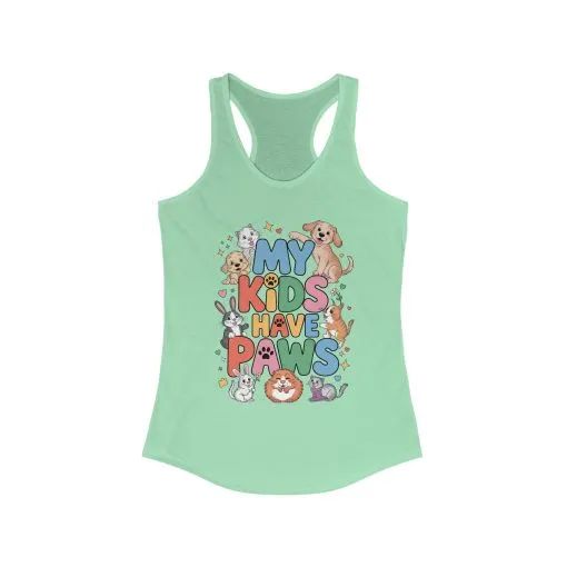My Kids Have Paws Racerback Tank, Pet Lover Gift, Cute Animal Top, Cute Pet Mom Tee, Animal Parent Top, Dog Cat Bunny Lover Gift - Image 5