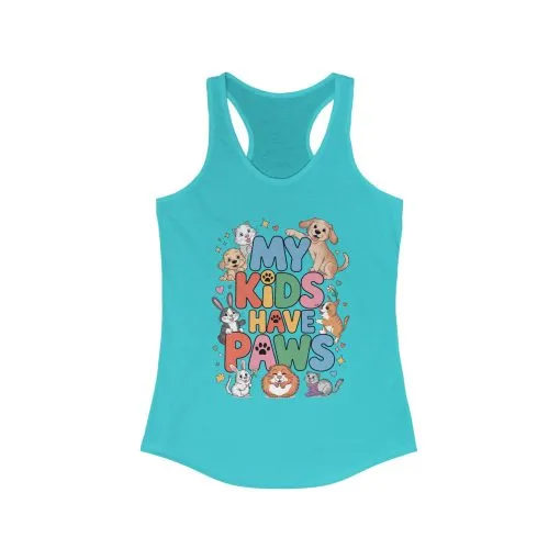 My Kids Have Paws Racerback Tank, Pet Lover Gift, Cute Animal Top, Cute Pet Mom Tee, Animal Parent Top, Dog Cat Bunny Lover Gift - Image 7