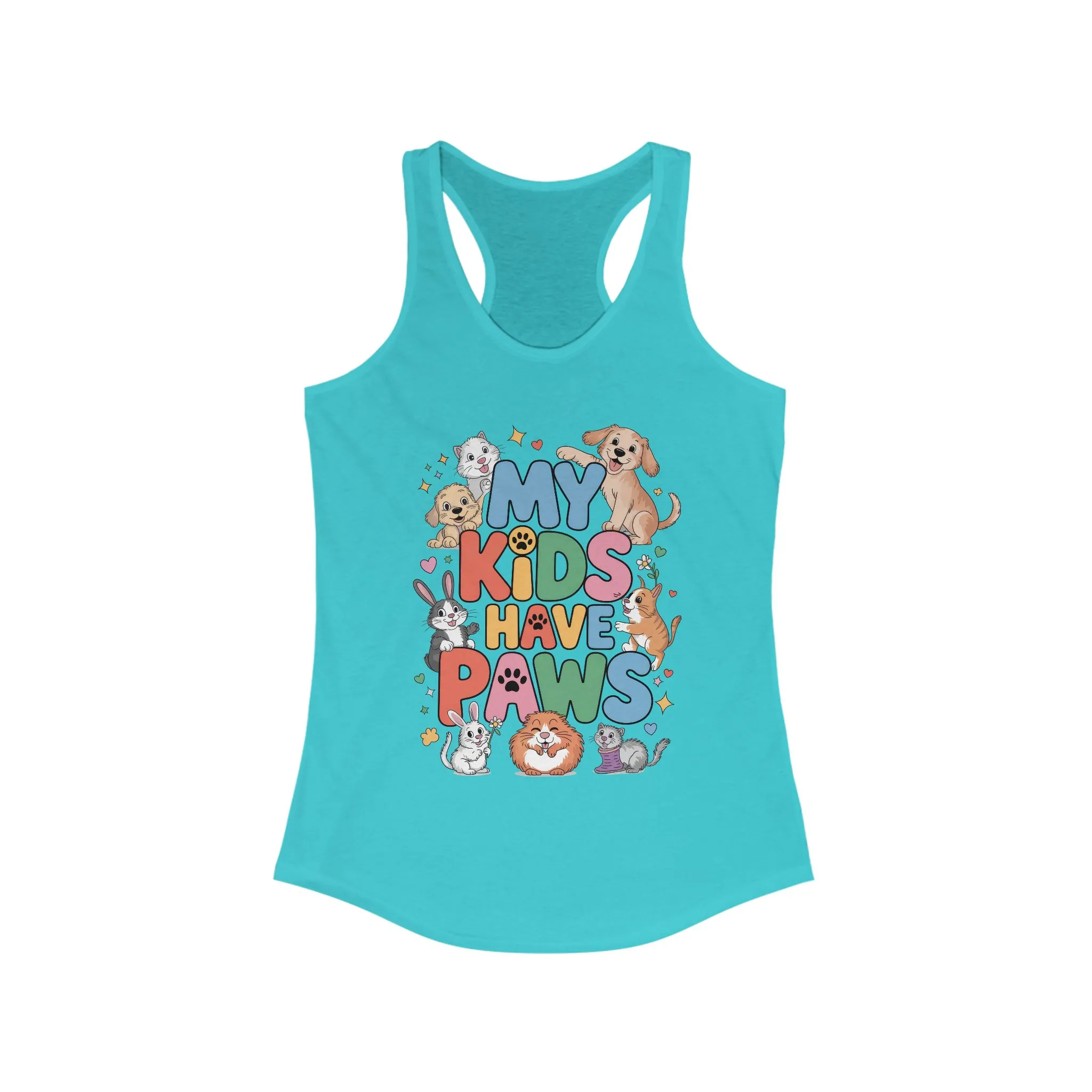 My Kids Have Paws Racerback Tank, Pet Lover Gift, Cute Animal Top, Cute Pet Mom Tee, Animal Parent Top, Dog Cat Bunny Lover Gift - Image 7