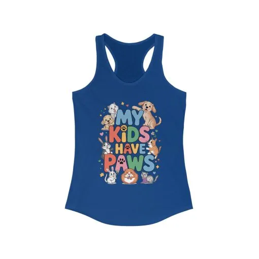 My Kids Have Paws Racerback Tank, Pet Lover Gift, Cute Animal Top, Cute Pet Mom Tee, Animal Parent Top, Dog Cat Bunny Lover Gift - Image 9