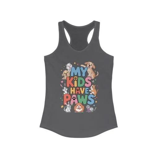 My Kids Have Paws Racerback Tank, Pet Lover Gift, Cute Animal Top, Cute Pet Mom Tee, Animal Parent Top, Dog Cat Bunny Lover Gift - Image 11