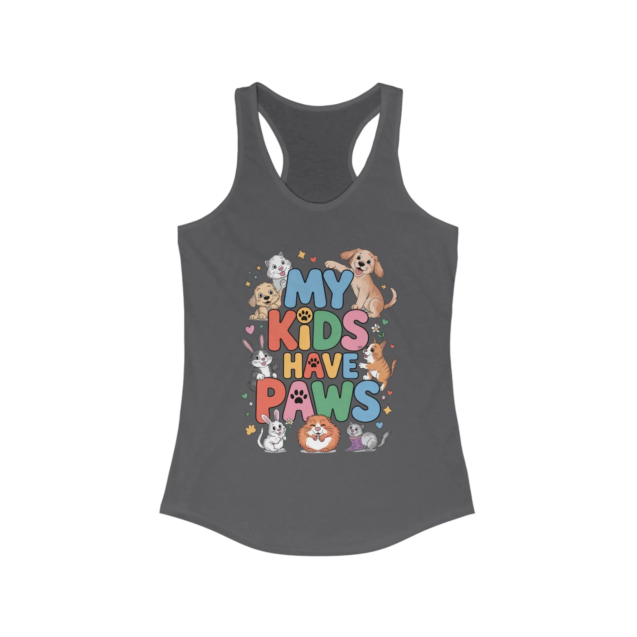 My Kids Have Paws Racerback Tank, Pet Lover Gift, Cute Animal Top, Cute Pet Mom Tee, Animal Parent Top, Dog Cat Bunny Lover Gift - Image 11