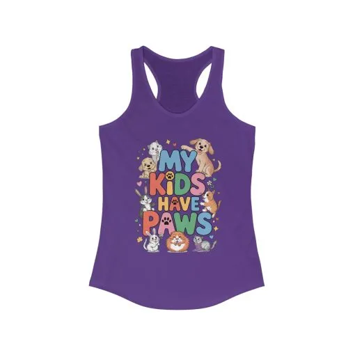 My Kids Have Paws Racerback Tank, Pet Lover Gift, Cute Animal Top, Cute Pet Mom Tee, Animal Parent Top, Dog Cat Bunny Lover Gift - Image 13