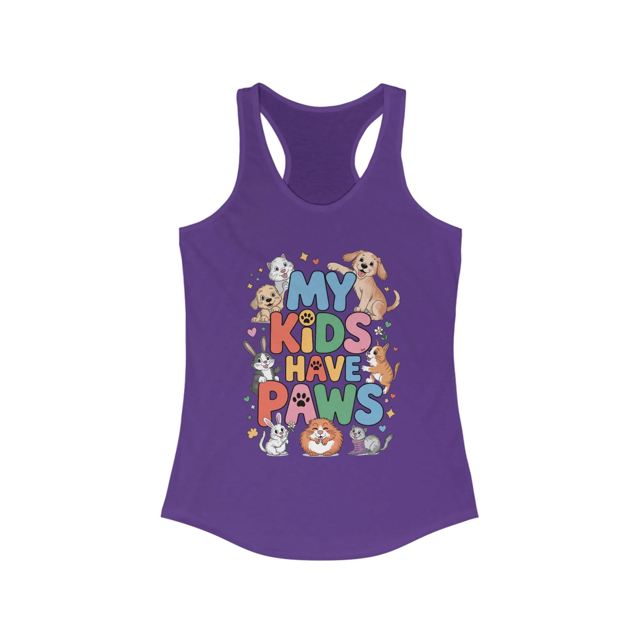 My Kids Have Paws Racerback Tank, Pet Lover Gift, Cute Animal Top, Cute Pet Mom Tee, Animal Parent Top, Dog Cat Bunny Lover Gift - Image 13