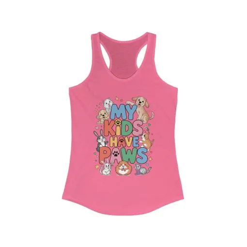 My Kids Have Paws Racerback Tank, Pet Lover Gift, Cute Animal Top, Cute Pet Mom Tee, Animal Parent Top, Dog Cat Bunny Lover Gift - Image 15
