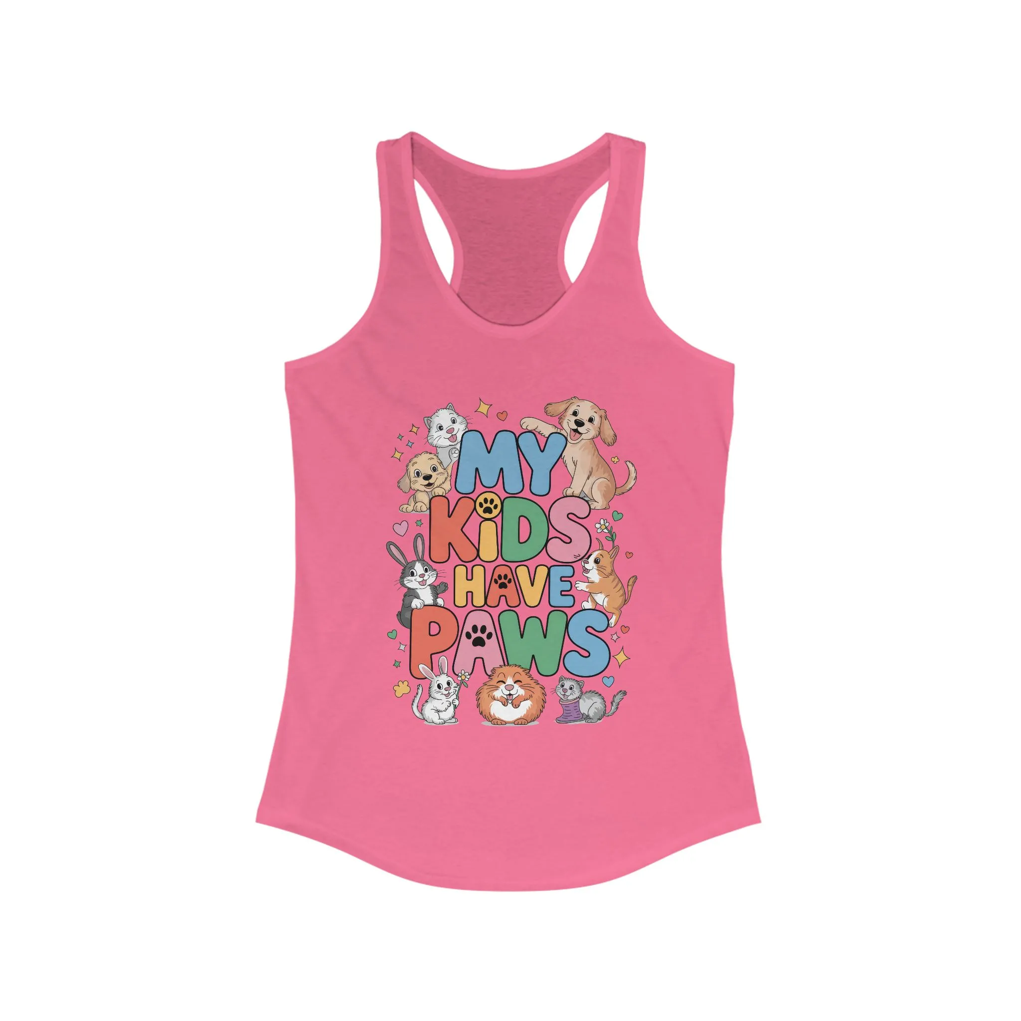 My Kids Have Paws Racerback Tank, Pet Lover Gift, Cute Animal Top, Cute Pet Mom Tee, Animal Parent Top, Dog Cat Bunny Lover Gift - Image 15