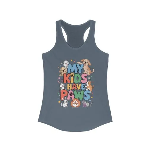 My Kids Have Paws Racerback Tank, Pet Lover Gift, Cute Animal Top, Cute Pet Mom Tee, Animal Parent Top, Dog Cat Bunny Lover Gift - Image 19