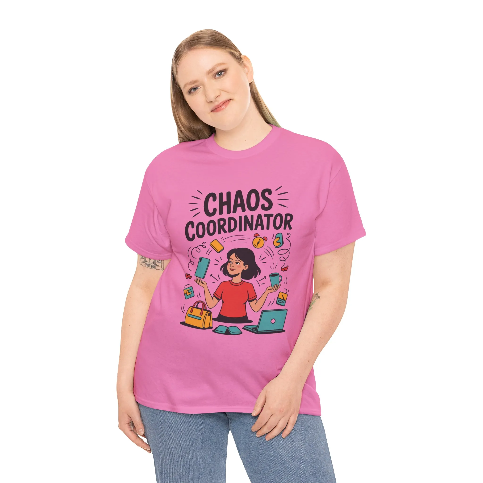 Chaos Coordinator Heavy Cotton Tee, Gift for Busy Moms, Mother's Day Gift, Funny Mom Life Shirt, Busy Life Humor T-Shirt - Image 27