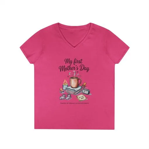 My First Mother's Day V-Neck T-Shirt, Cute Maternity Gift, Mother's Day Shirt, New Mom Outfit, Baby Shower Tee, New Mom Gift Tee - Image 15