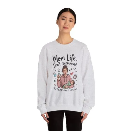 Mom Life Crewneck Sweatshirt, New Mom Gift, Cozy Everyday Wear, Funny Parent Apparel, Tired Mama Humor Tee - Image 7
