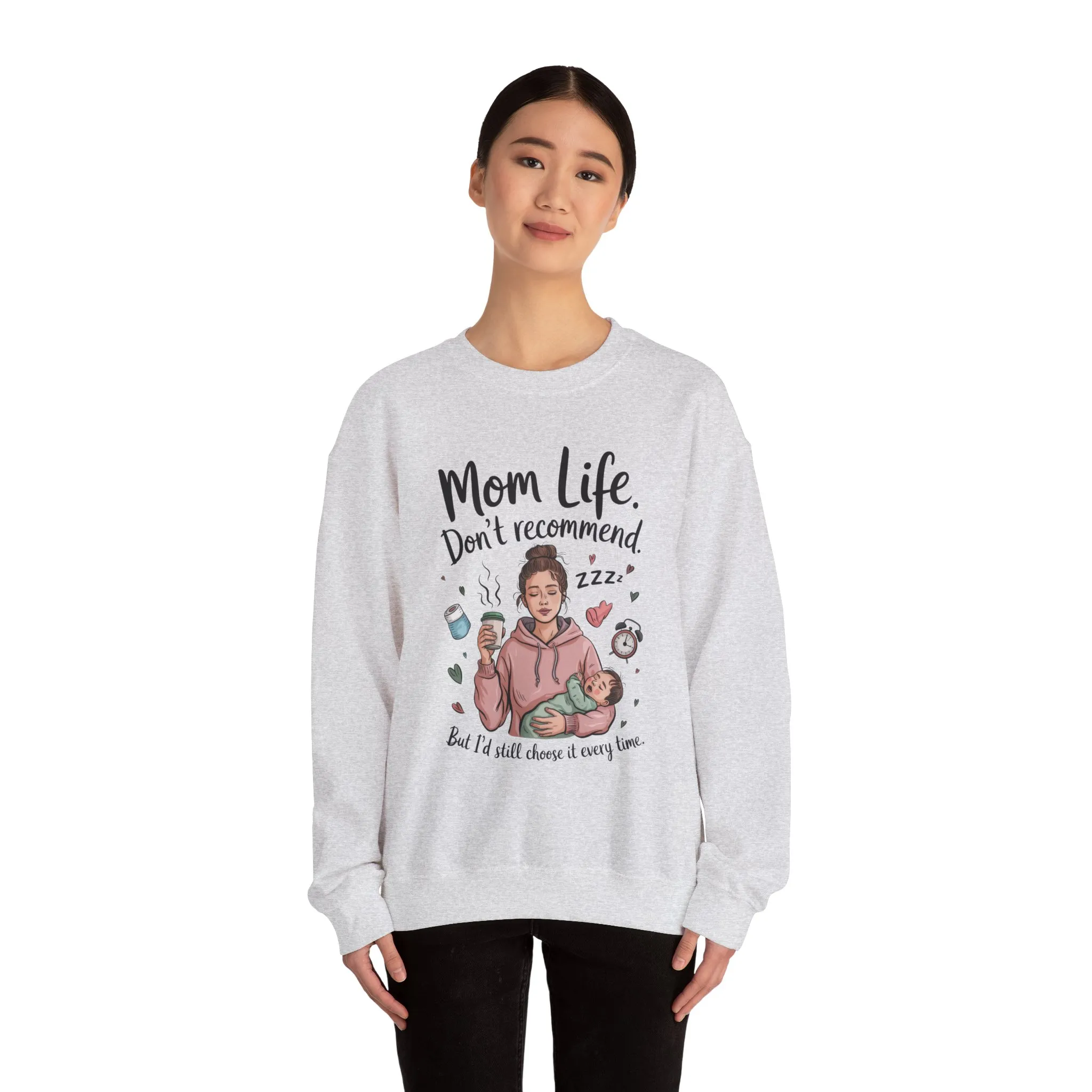 Mom Life Crewneck Sweatshirt, New Mom Gift, Cozy Everyday Wear, Funny Parent Apparel, Tired Mama Humor Tee - Image 7