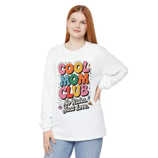 Cool Mom Club Long Sleeve T-Shirt, Funny Mom Tee, Gift for Moms, Mother's Day Gift, No Rules Just Love Quote Tee