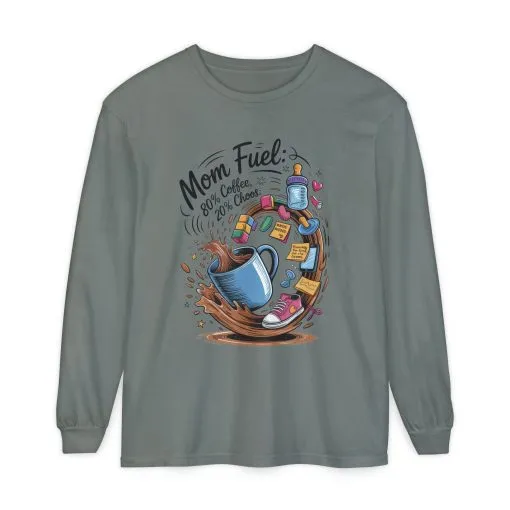 Mom Fuel Long Sleeve T-Shirt, Coffee Lovers Gift, Mother's Day Apparel, Cute Mom Shirt, Coffee Lover Mom Life Top, Coffee Lover's Tee - Image 27