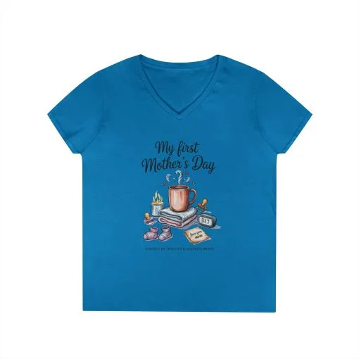 My First Mother's Day V-Neck T-Shirt, Cute Maternity Gift, Mother's Day Shirt, New Mom Outfit, Baby Shower Tee, New Mom Gift Tee - Image 7