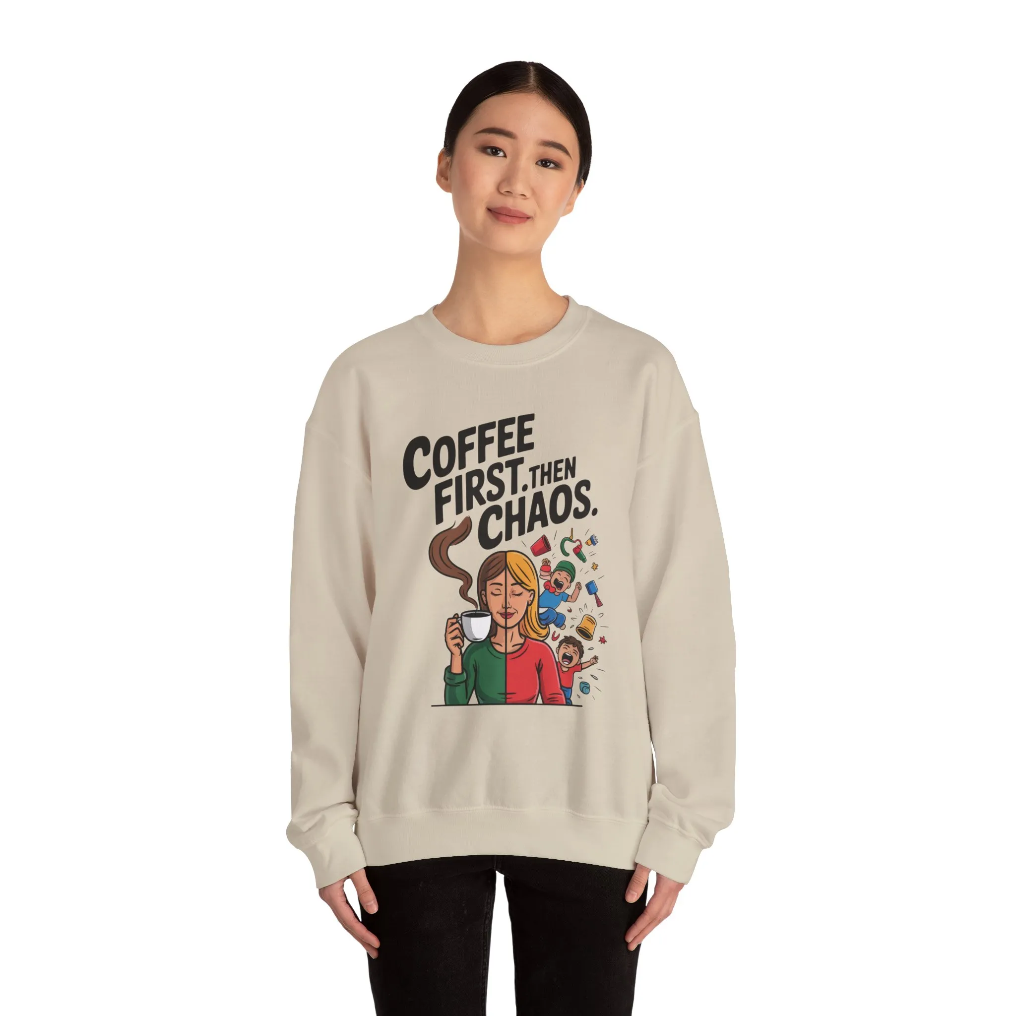 Coffee First Then Chaos Sweatshirt, Ideal Gift for Moms, Fun Casual Wear, Funny Mom Life Sweatshirt, Mother's Day Gift - Image 29
