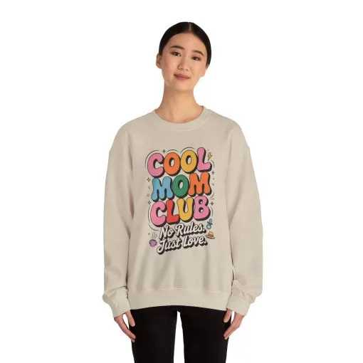 Cool Mom Club Sweatshirt, Gift for Moms, Mother's Day, No Rules Just Love, Retro Colorful Unisex Heavy Blend Crewneck - Image 29