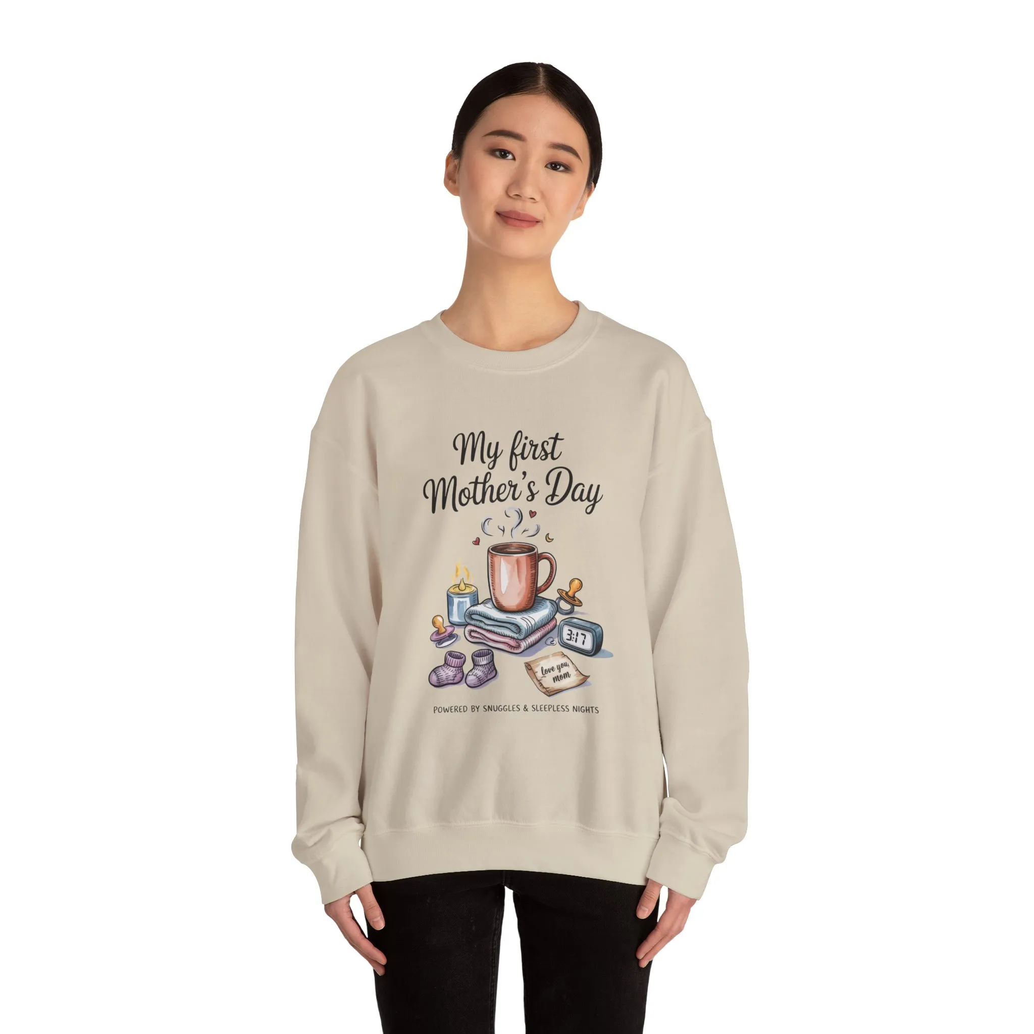 My First Mother's Day Sweatshirt, Cozy Crewneck for Moms, Gift for New Mothers, Baby Shower Tee, Snuggles & Sleepless Nights - Image 11